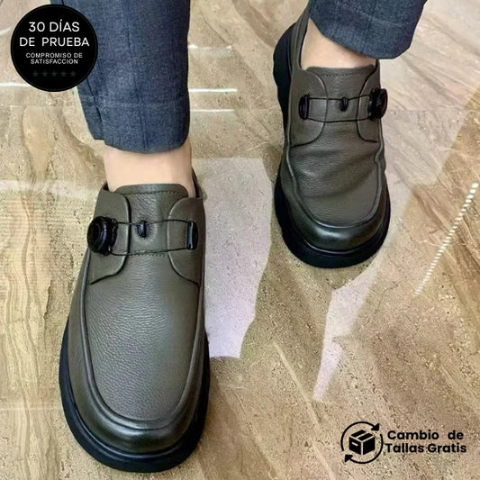 Mocasines cómodos de moda con hebilla automática de piel de vaca